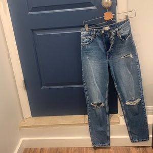 Zara High Rise Ripped Jeans